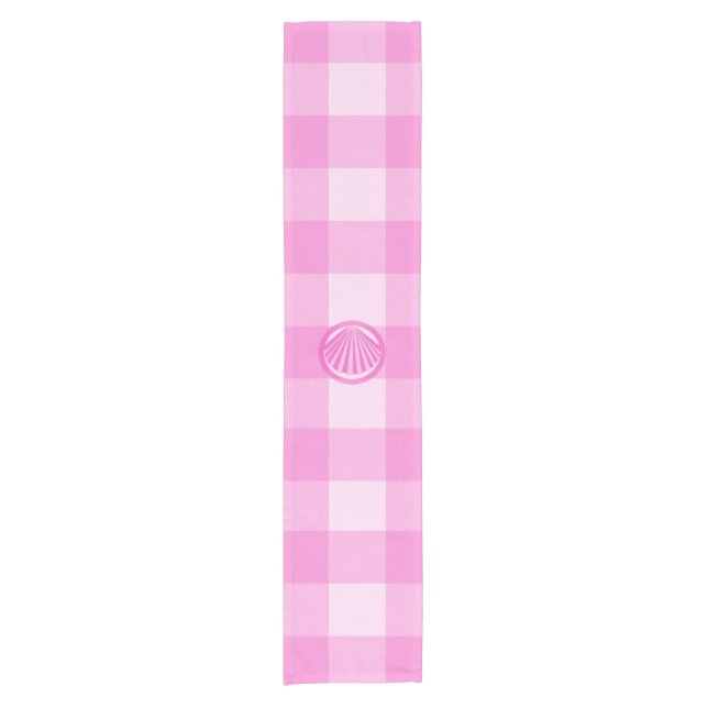 Pink Checkers with Sea Shell- Short Table Runner (Front)