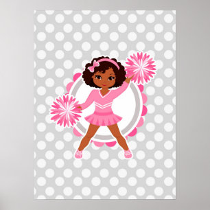 Pink Cheerleader African American - Cute Cheer Poster