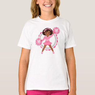 Pink Cheerleader African American  - Cute Cheer T-Shirt