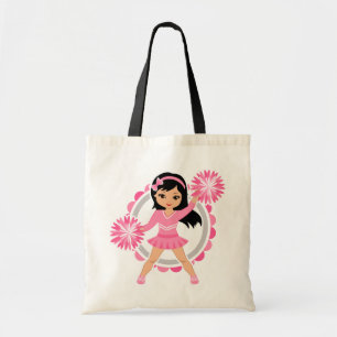 Pink Cheerleader Black Hair - Cute Cheer Tote Bag