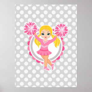 Pink Cheerleader Blonde - Cute Cheer Poster