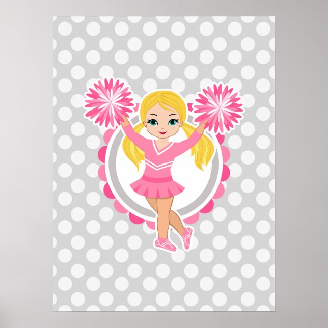 Pink Cheerleader Blonde - Cute Cheer Poster (Front)