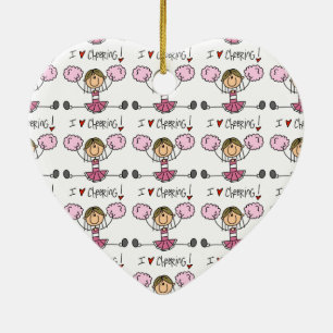 Pink Cheerleader Ceramic Tree Decoration