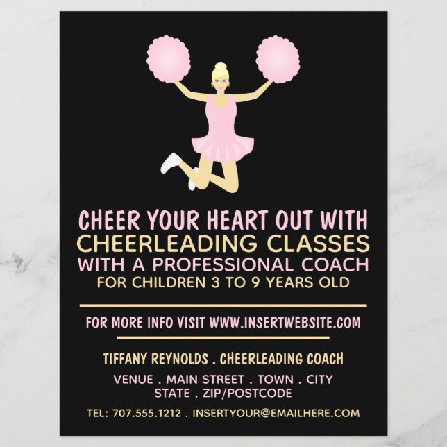 Pink Cheerleader, Cheerleading Classes Advertising Flyer (Front)