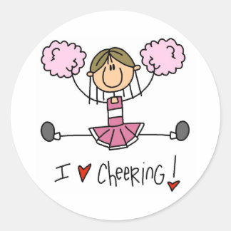 Pink Cheerleader Classic Round Sticker