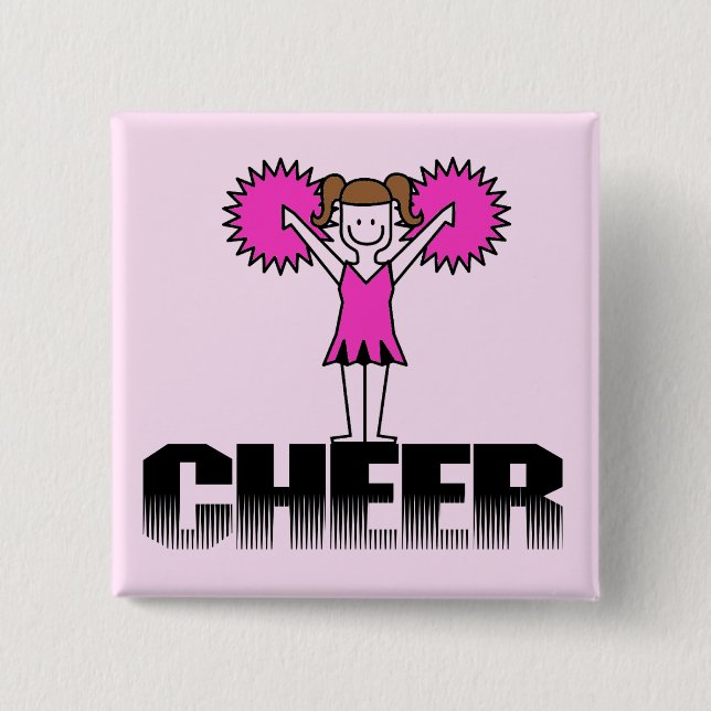 Pink Cheerleading T-shirts and Gifts 15 Cm Square Badge (Front)