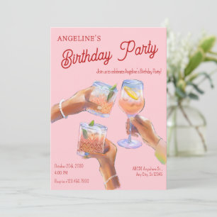 Pink cheers Birthday Party Invitation