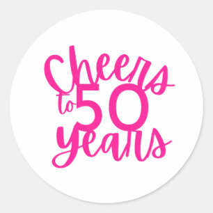 Pink Cheers to 50 Years Sticker