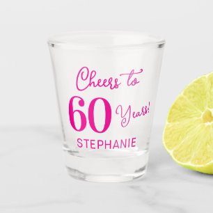 Pink Cheers to 60 Years 60th Birthday Party Shot Glass
