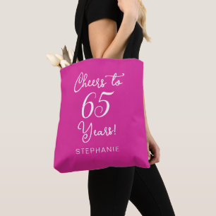 Pink Cheers to 65 Years 65th Birthday Tote Bag