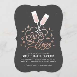 Pink Cheers to the Little One Sip & See Invitation