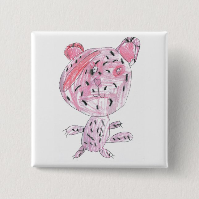 Pink cheetah 15 cm square badge (Front)