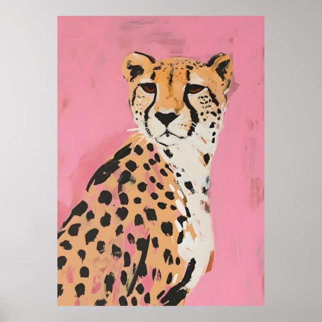Pink Cheetah Art Print – Modern Safari Wall Art fo (Front)