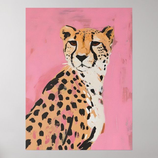 Pink Cheetah Art Print – Modern Safari Wall Art fo (Front)