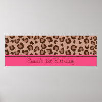 Pink Cheetah Birthday Banner