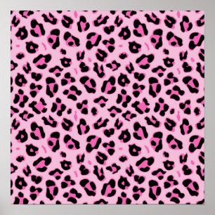 Pink Cheetah Leopard Print Black Spots Pattern