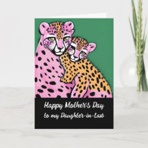 Pink Cheetah Mum + Cub Mothers Day Daughter-in-Law