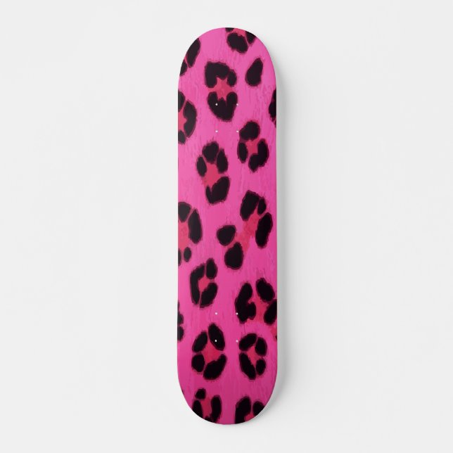 Pink Cheetah Print Bold Design Skateboard (Front)