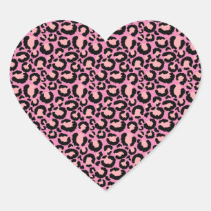 Pink Cheetah Print Heart Sticker