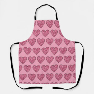 Pink Cheetah Print Hearts Apron
