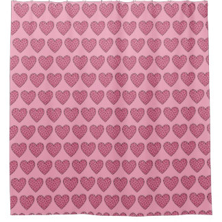 Pink Cheetah Print Hearts Shower Curtain