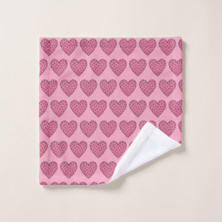 Pink Cheetah Print Hearts Wash Cloth