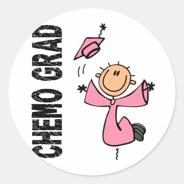 Pink CHEMO GRAD 1 (Breast Cancer) Classic Round Sticker (Front)