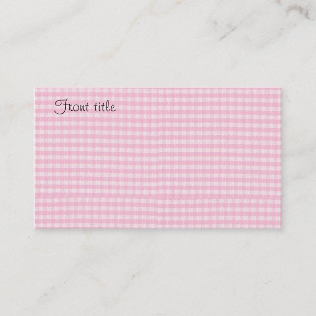 Pink Chequerboard Fabric Background Template Business Card (Front)