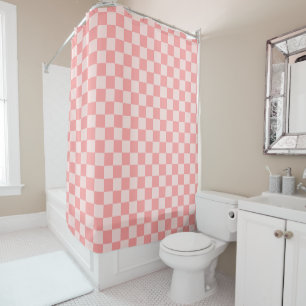 Pink Chequerboard Shower Curtain