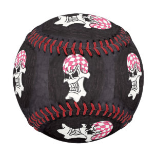 Pink Chequerboard Skull Baseball