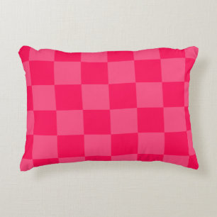 Pink chequered background decorative cushion