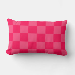 Pink chequered background lumbar cushion