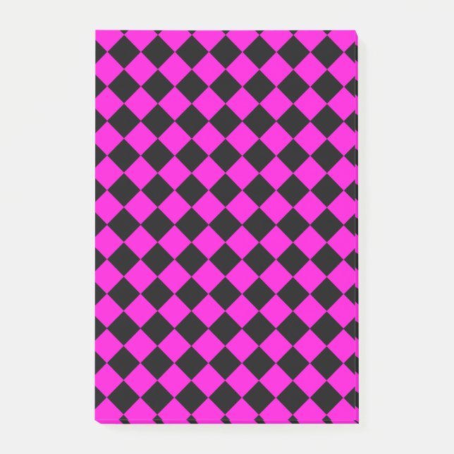 Pink Chequered Diamond Pattern Post-it Notes (Front)