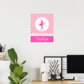 Pink Chequered Diamonds Dance with Monogram Poster (Home Office)