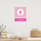 Pink Chequered Diamonds Dance with Monogram Poster (Kitchen)
