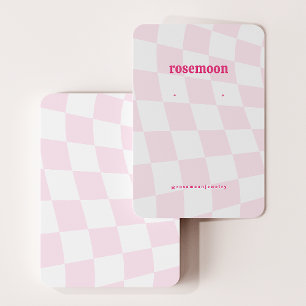 Pink Chequered Earring Display Card