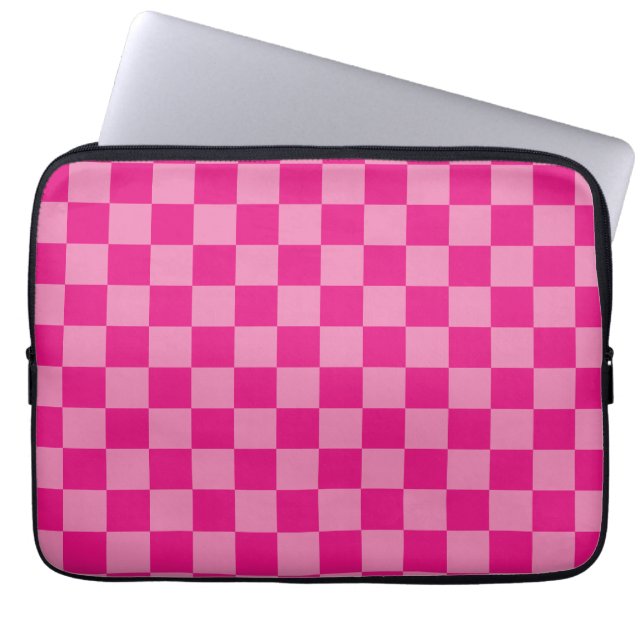 Pink Chequered geometric Laptop Sleeve (Front)