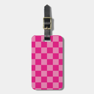 Pink Chequered geometric Luggage Tag
