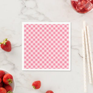 Pink Chequered Gingham Pattern Cute Party Napkin