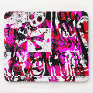 Pink Chequered Graffiti Mouse Pad