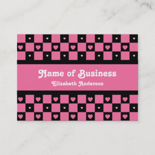 Pink Chequered Heart Boutique Business Card