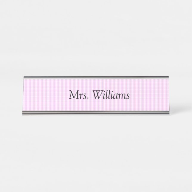 Pink Chequered Name Plate (Front)