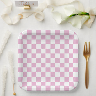 Pink Chequered  Paper Plate