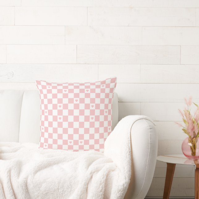 Pink Chequered Pattern Background Cushion (Couch)