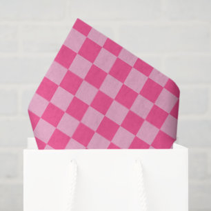 Pink Chequered Print Tissue Paper