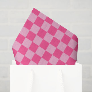 Pink Chequered Print Tissue Paper