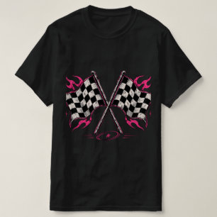 Pink Chequered Racing Flags Halloween Grunge T-Shirt