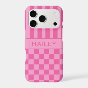 Pink Chequered Striped Personalised