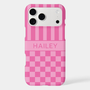 Pink Chequered Striped Personalised