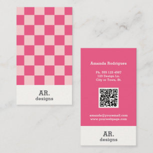 Pink Chequered Stylish Business Card 